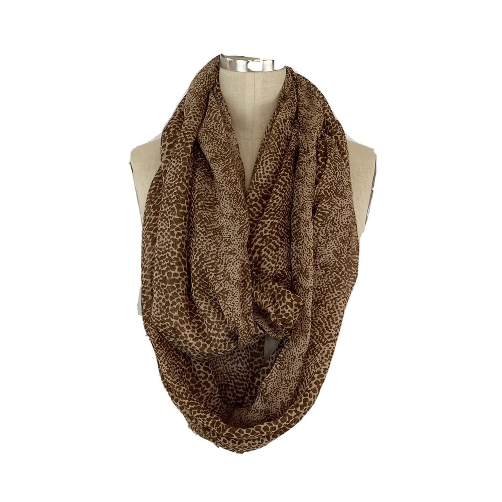 Nicole Marciano Animal Print Infinity Scarf Brown‎ Tan Boho Lightweight Scarf - Picture 2 of 8